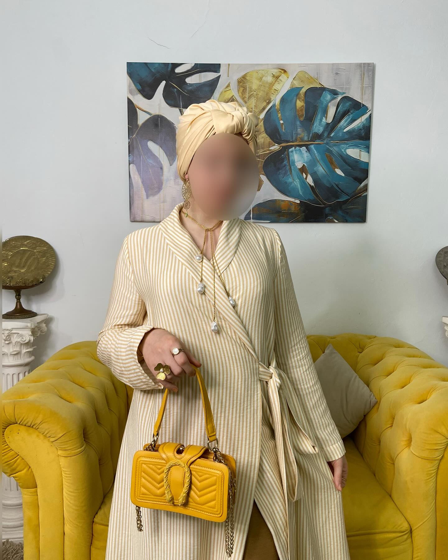 Ensemble Élégance Rayée – Beige & Camel